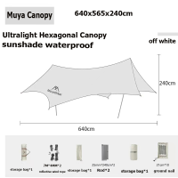 MOUNTAINHIKER outdoor camping silver-plated awning/octagonal butterfly canopy/tarpaulin 640X565CM (20 people) PU3000MM full set of accessories