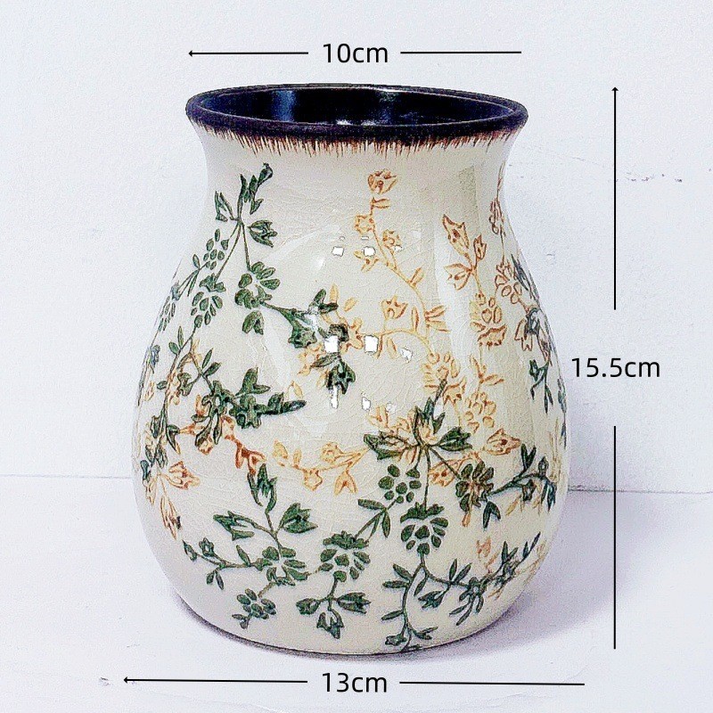 Povasa High-end New Chinese Style Retro Blue and White Porcelain Vase Water Cultivation Flower Arrangement Flower Pot Fresh Flowers Living Room Entrance Decoration Display
