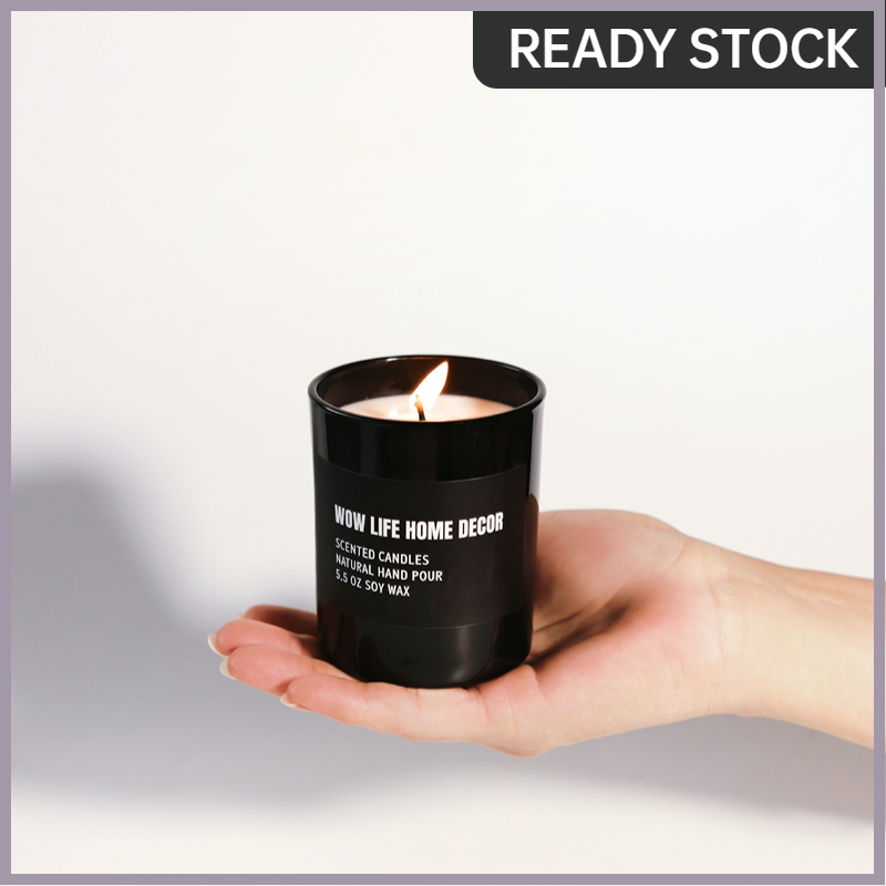 Scented Candle150g Soy Wax black chic cup essential oil added aromatherapy gift packaging