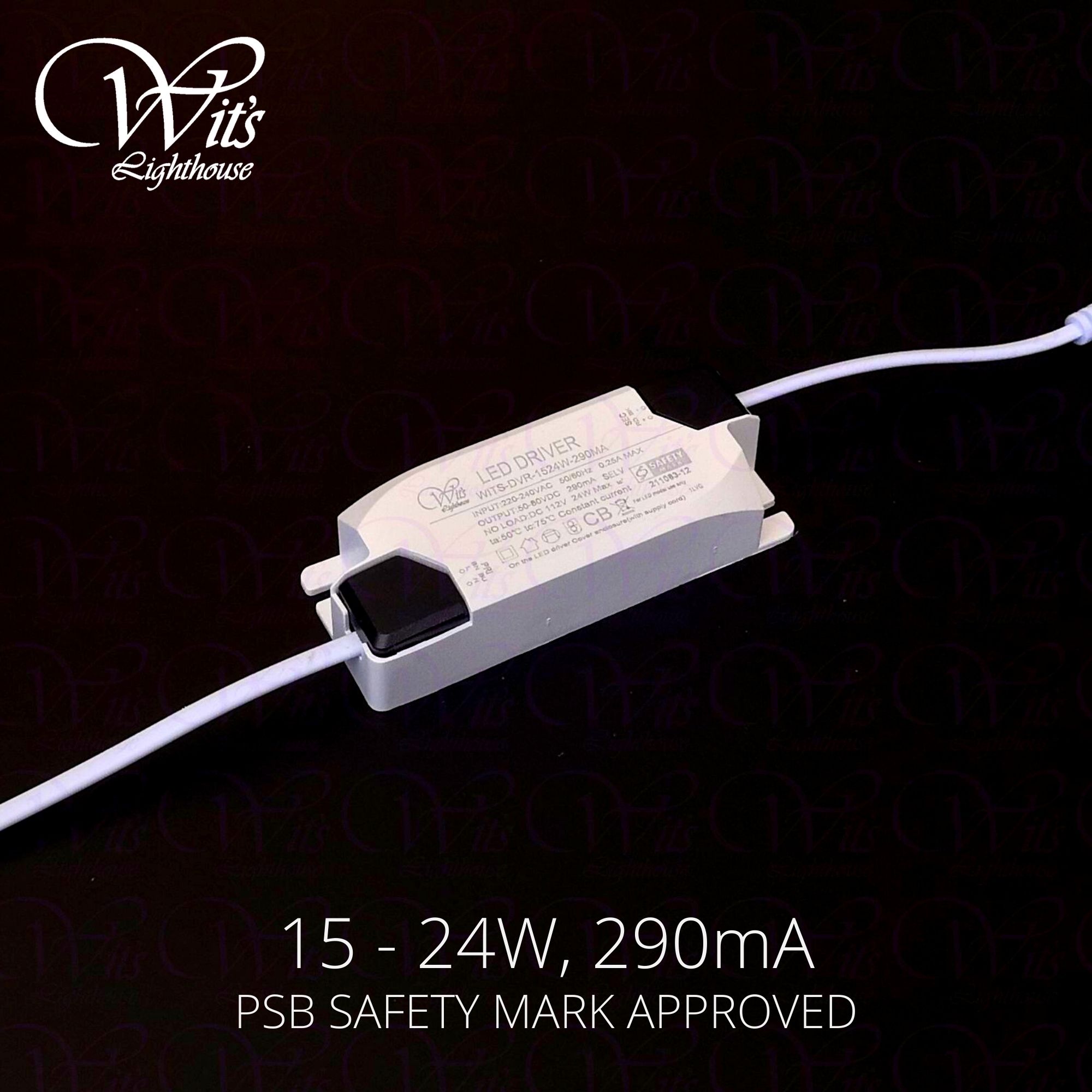 LED Driver PSB Approved Safety Mark(7 - 12W 290mA /12 -18W 290mA /15 - 24W 290mA/24 - 36W 600mA) with DC Connector