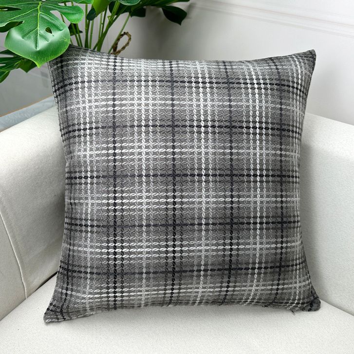 [SG]Linen Cushion Cover 45x45cm Pillow Cover Checkered Plaid Pillowcase 17.7x17.7 inch Machine Washable