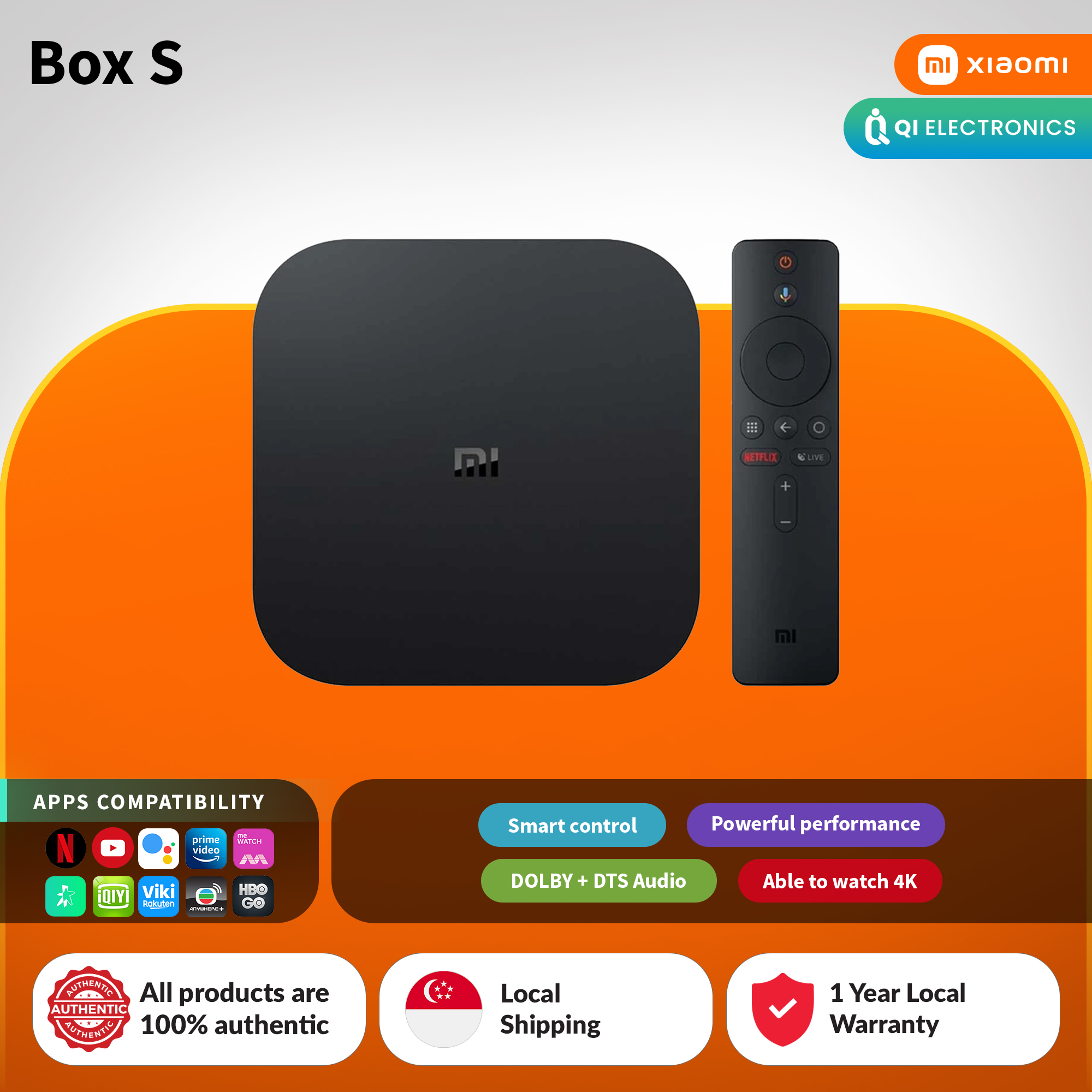 Xiaomi Box S | 2GB RAM + 8GB ROM | Chromecast Built-in | 4K HDR 5G WiFi Android Lazada Singapore