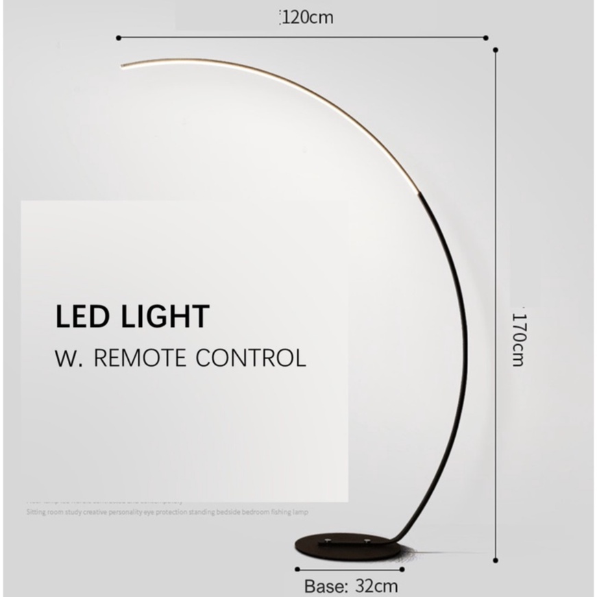 Arco Floor Lamp LED Modern Nordic Minimalist Simple Arc Luxury Standing Lights for Living Room Bedroom Remote Control