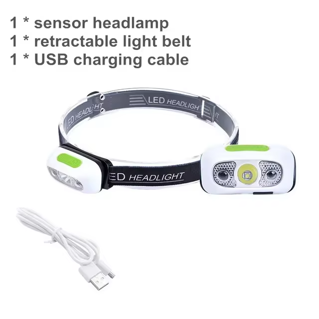USB Rechargeable LED Headlamp 3 Modes Mini Portable Body Motion Sensor Head Flashlight Camping Fishing Torch Lamps Outdoor Light