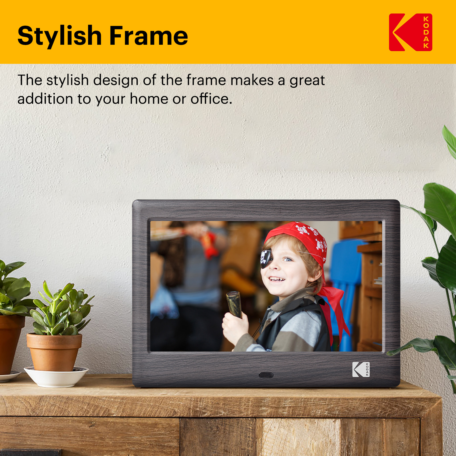 KODAK 7 Inch Digital Photo Frame Electronic Photo Frame IPS Screen Photo/Music/Video Player/Calendar/Alarm Supports USB or SD Card Automatic Rotating with Remote Control