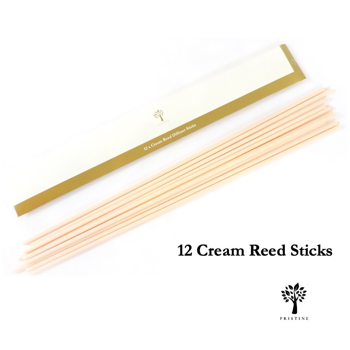 Pristine Reed Sticks | Pack of 12 | Cream Premium Reed Sticks | Unscented | Reed Diffuser Replacement
