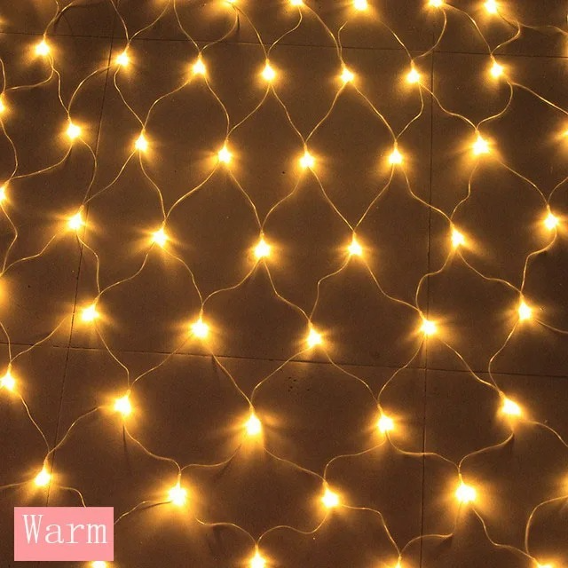 3x2M Solar Net String Lights Outdoor Garden Garland Fairy Lights For Backyard Wedding Party Decoration Lights Hari raya Decoration light