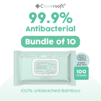 [Single Product Bundle] Cloversoft Plant-Based Unbleached Bamboo 99.9% Antibacterial Organic Wet Wipes 8/15/40/100 Sheets