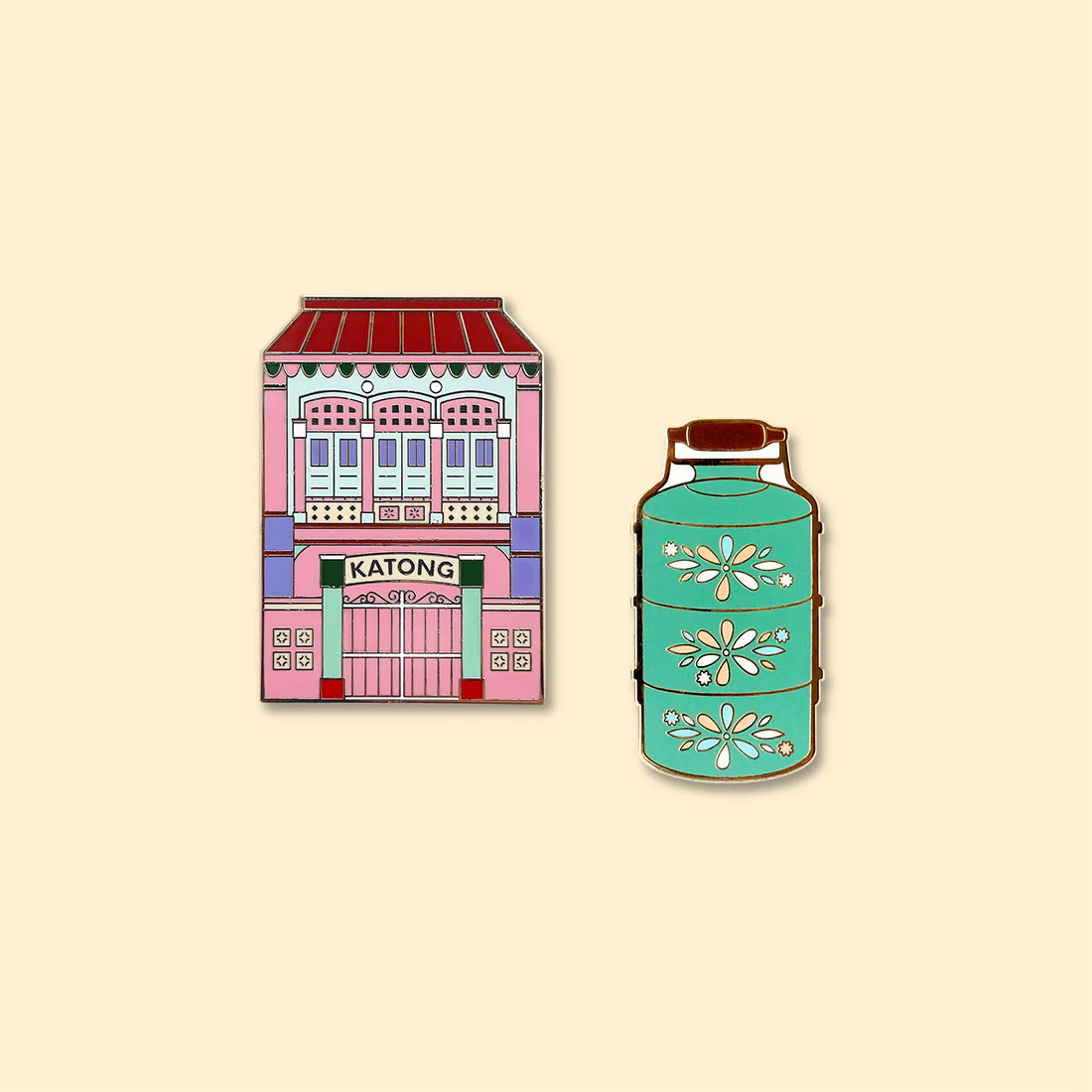 Singapore Gift Souvenir Magnet (set of 2) – Merlion / HDB / Mosaic Retro Playground / Shophouse / Tiffin / Flask / MBS / Gardens By The Bay