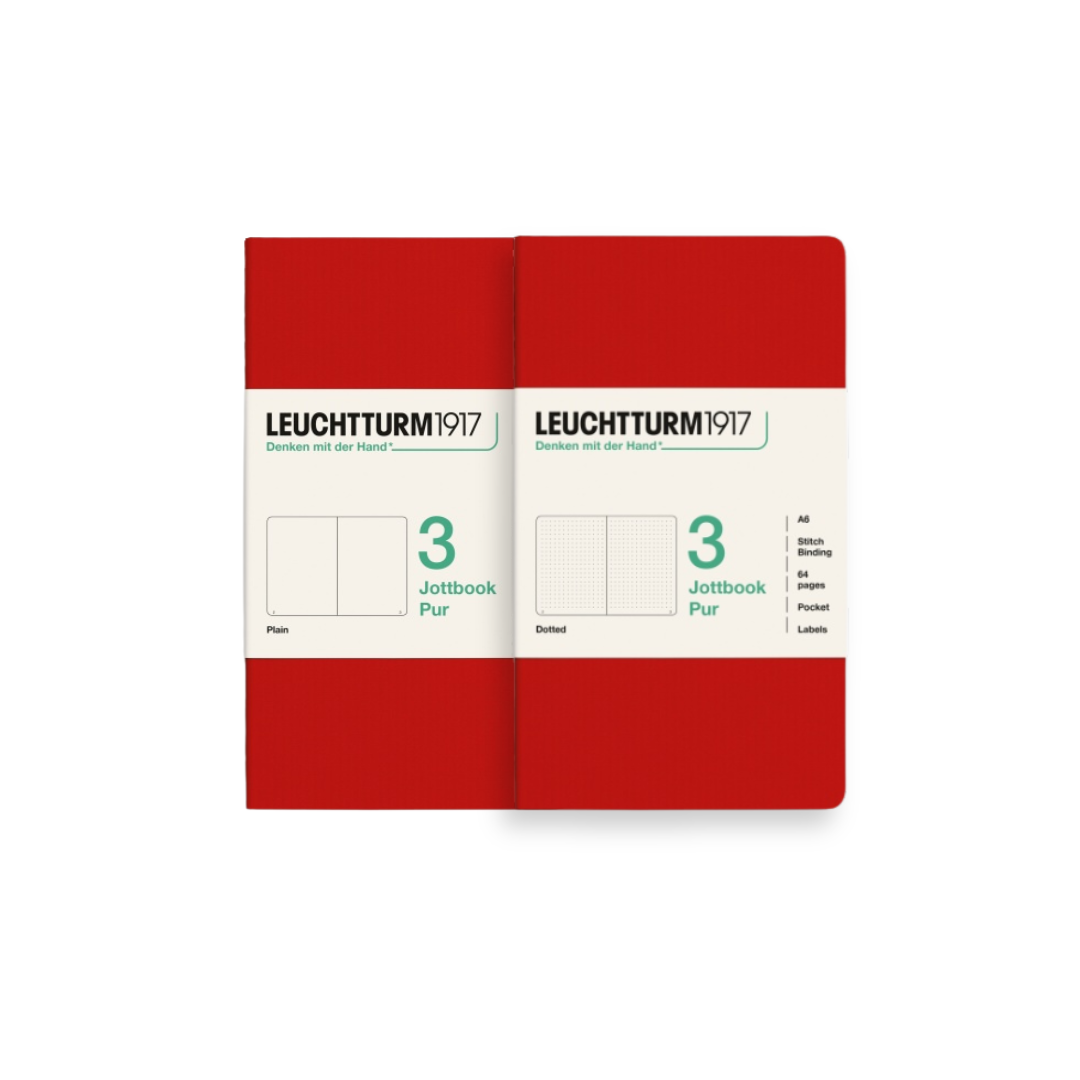 Leuchtturm1917 A6 Pocket Jottbook Pur Dotted & Plain - Lilac/Dusty Rose/Cherry/Sunflower/Forest Green/Mint Green/Indigo/Black