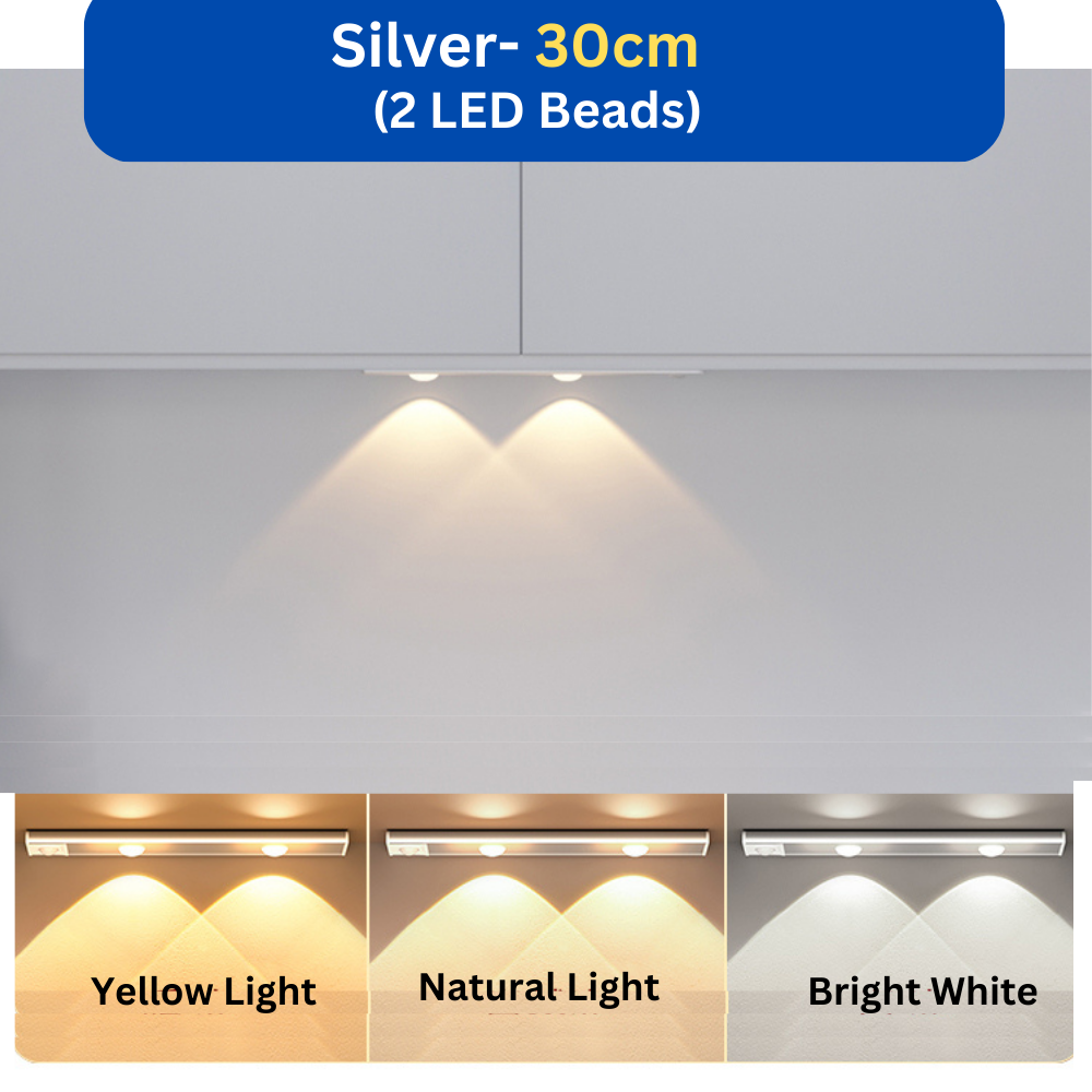 3 Color Dimmable Motion Sensor Light Smart LED Light Strip Kitchen Cabinet Wardrobe Lamp Cat Eye Strip USB Rechargeable
