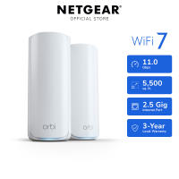 NETGEAR Orbi RBE772 WiFi 7 BE11000 2.5G Tri-Band Mesh System 11Gbps (2 Pack)