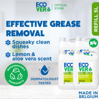 Ecover Washing-up Liquid Refill - Lemon & Aloe Vera 5L - Leaves Dishes Squeaky Clean | Plant-based Biodegradable