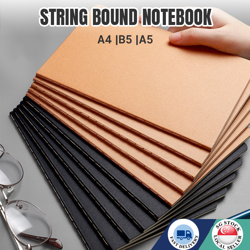 🇸🇬 Notebook Exercise Book-A5/B5/A4 Lined/Grid/Blank 80-GSM String-Bound Student Office Notebook