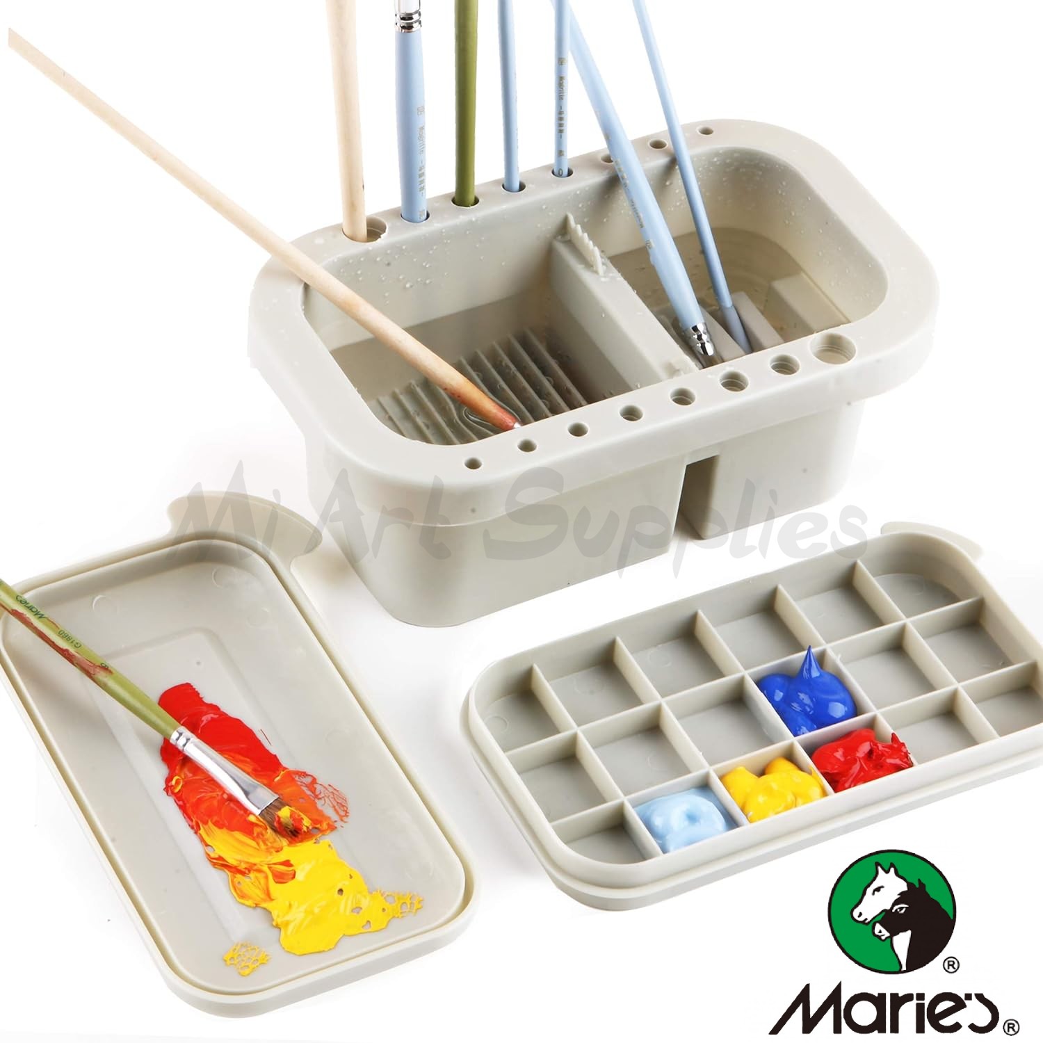 【Mi Art Supplies】Maries 3 in 1 Brush Washing Bucket Multifunction Pen Barrel Brush Washer With Art Palette Brush Holder