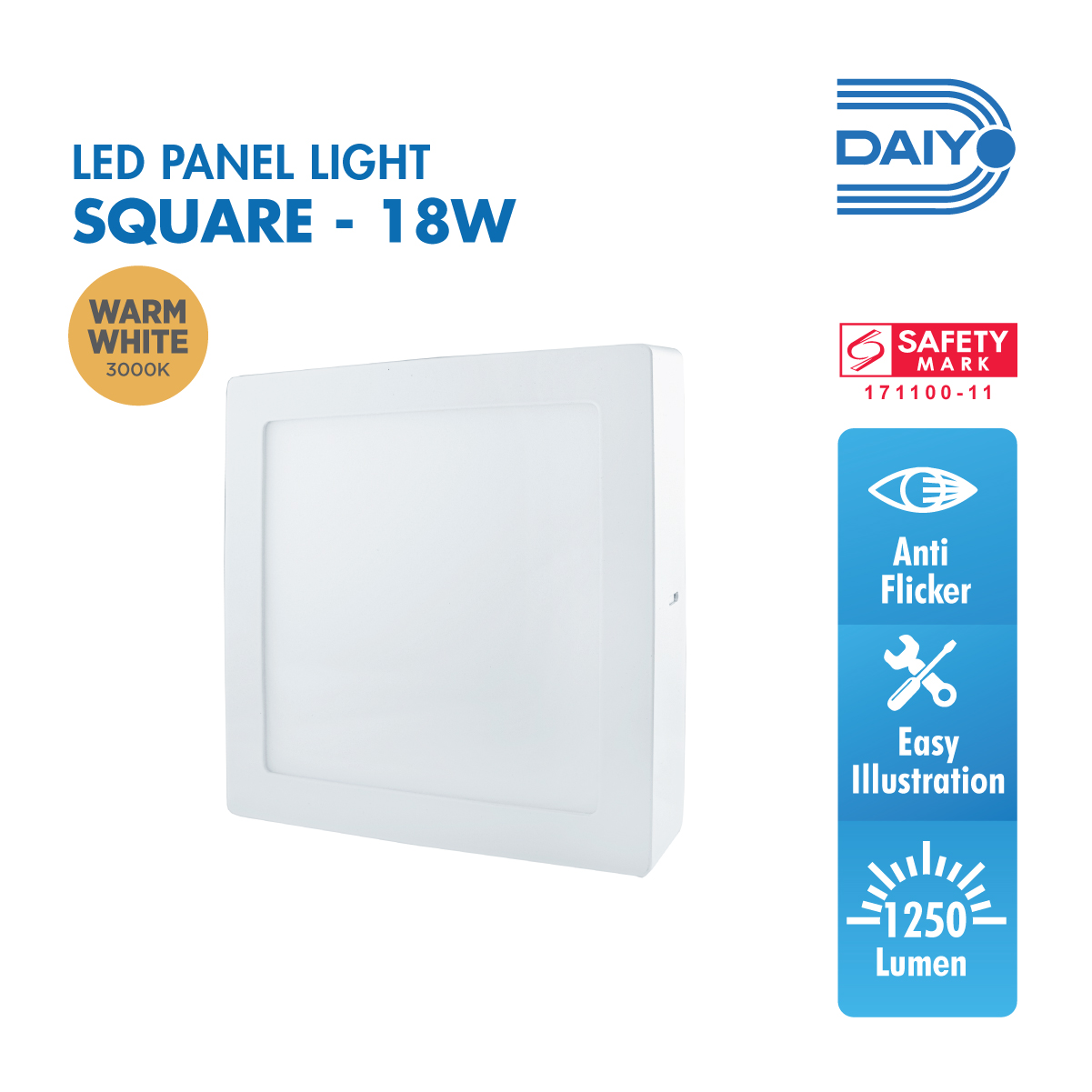 Daiyo LPS 79-WW 18W LED Surfaced Panel Light Square Shape (Warm White)