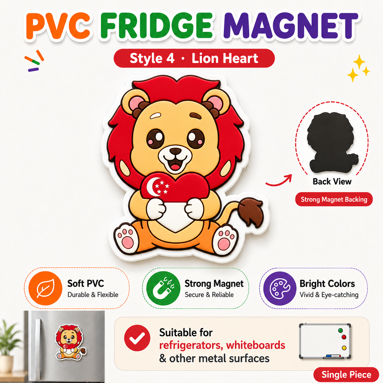 【Local Ready Stock】 Singapore NDP Party Gift National Flag Fridge Magnet PVC Magnetic Sticker Home Decoration Souvenir