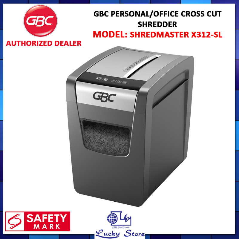 (BULKY) GBC SHREDMASTER X312-SL PERSONAL/OFFICE CROSS CUT MOMENTUM SHREDDER WITH ANTI-JAM TECHNOLOGY 23 LITRES BIN CAPACITY 2 YEARS CARRY-IN WARRANTY