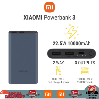 SG Ready Stock XIAOMI Powerbank 3 Ultra Compact 3 22 5W 10000mAh USB Type C Fast Charge