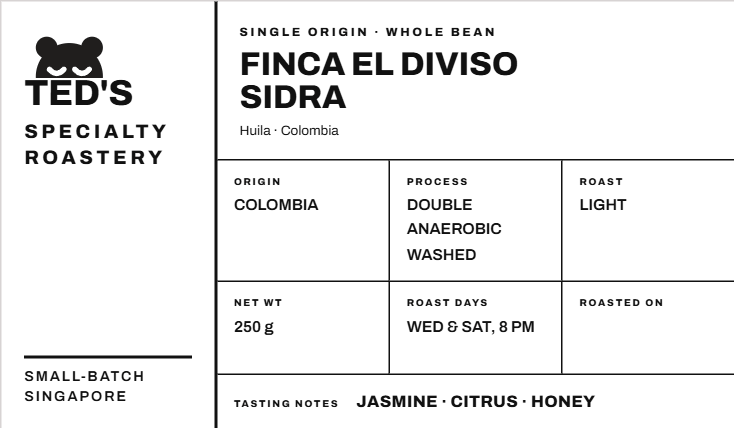 Colombia Finca El Diviso Sidra Double Anaerobic Washed Coffee Beans (Light Roast