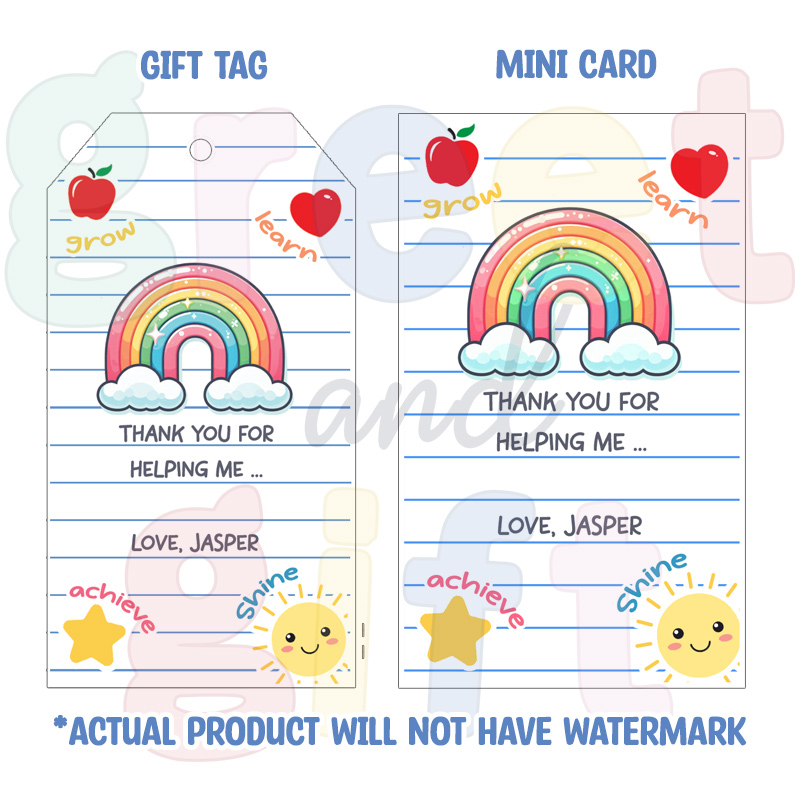 [Bundle of 5 pcs] Mini Teachers Day Cards / Gift Tags Custom Teachers Day Gift Card Mini Card Customised Thank You Cards