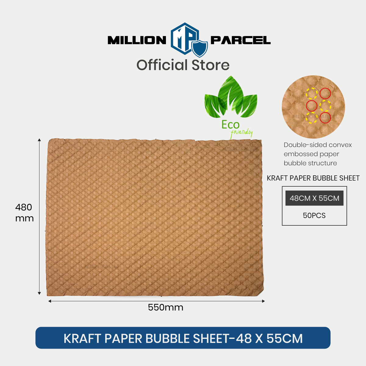 MillionParcel Kraft Paper Bubble Sheet | Air Bubble Packaging Materials | Honeycomb Paper | Gift Wrapping Paper | Eco-Friendly Packing Paper