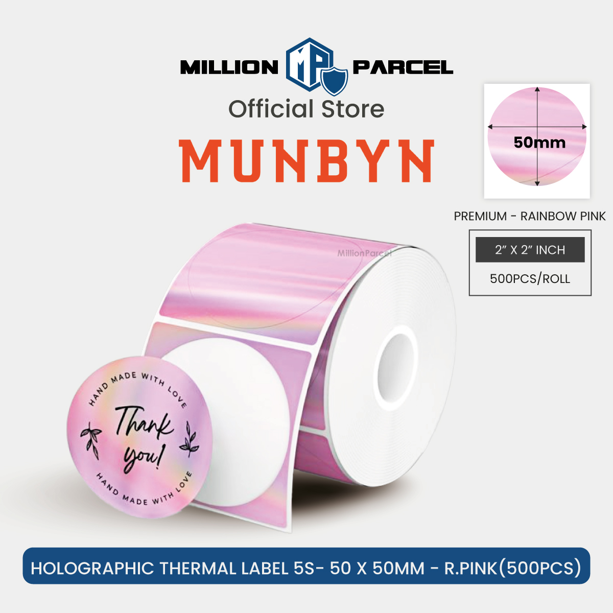 MUNBYN Big Thermal Label Sticker Roll | Custom Sticker Label | Branded Label | Barcode Label | Name Sticker Printing
