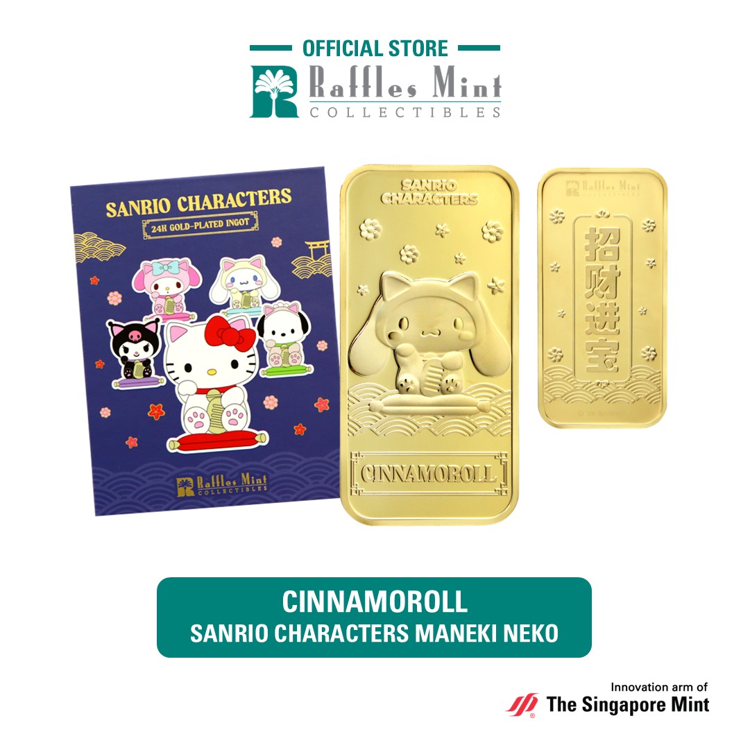 Sanrio characters Maneki Neko 24K Gold-Plated Ingot (Hello Kitty / My Melody / Cinnamoroll / Kuromi / Pochacco) [The Singapore Mint]