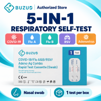 BUZUD 5-in-1 Respiratory Antigen Self Test | COVID-19 Flu A/B RSV & Adenovirus | Nasal Swab | 1 Test
