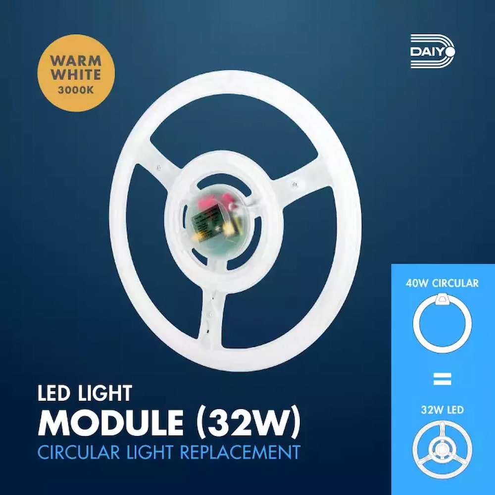 Daiyo LM 102-WW 32W LED Round Shape Circular Magnetic Base Ceiling Panel (Warm White)