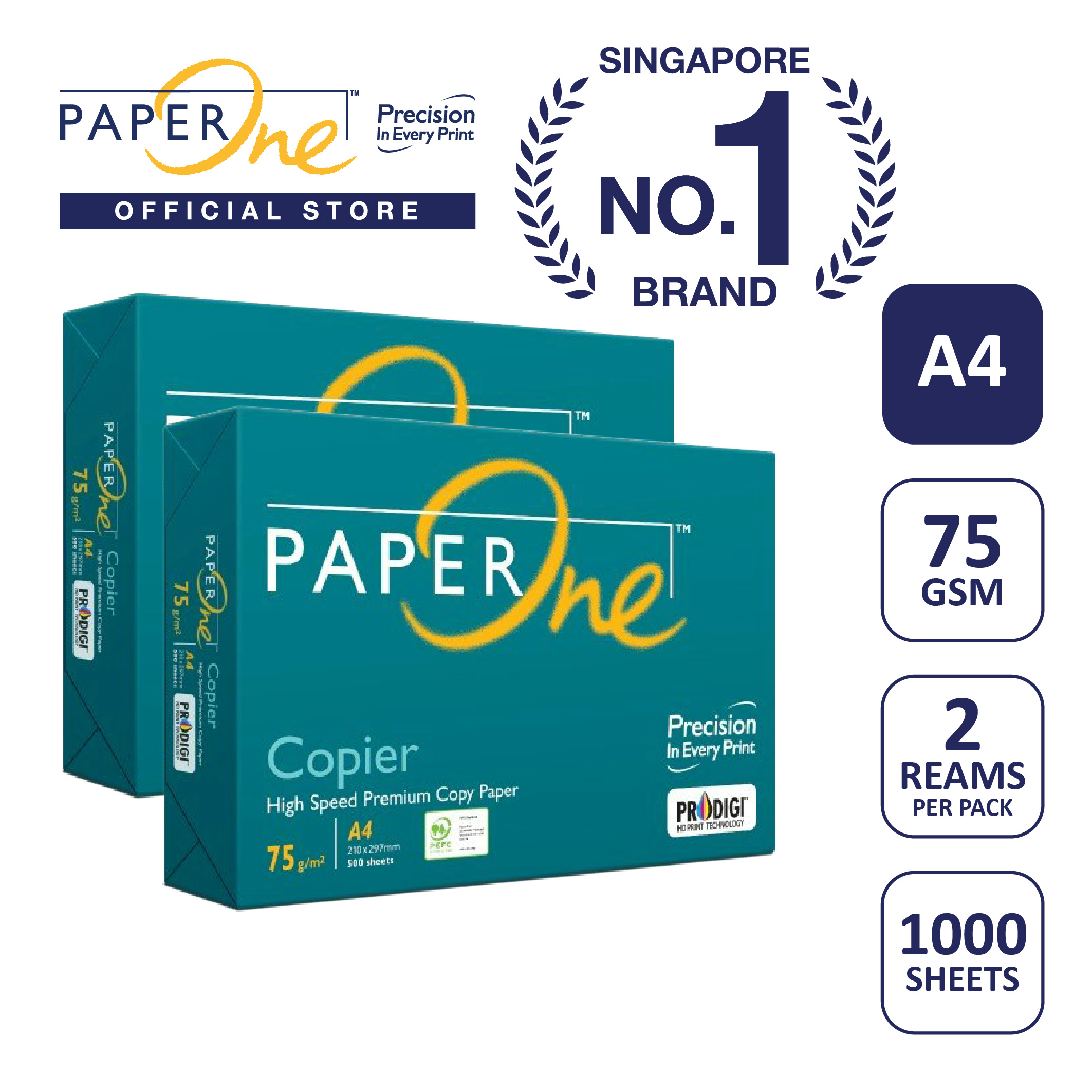 PaperOne™ Copier Paper 70gsm / 75gsm Copy Paper A4 [2 Reams]
