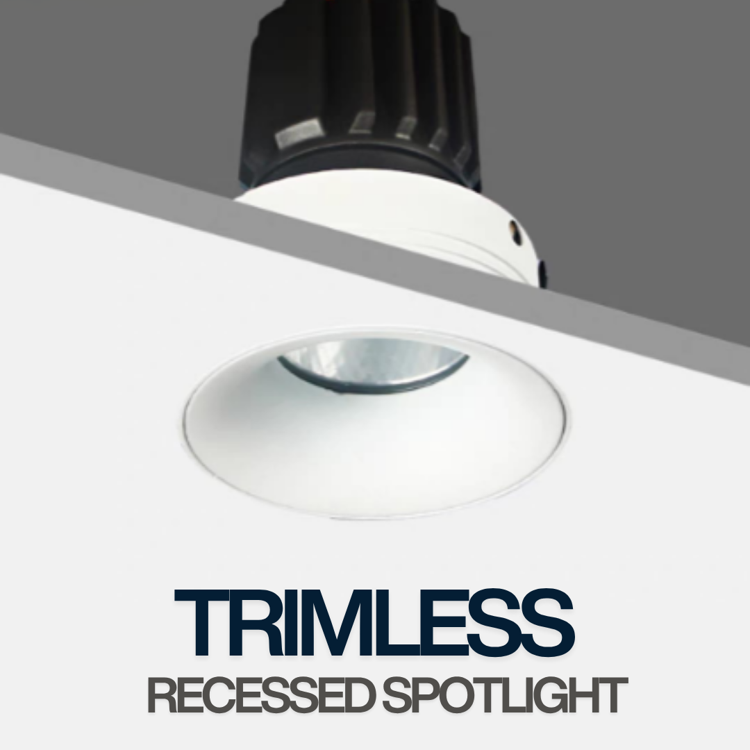 Frameless Trimless Recessed Spotlight GU10 – Plaster-In Ceiling Downlight Aluminium Matt White 85mm Cut-Out