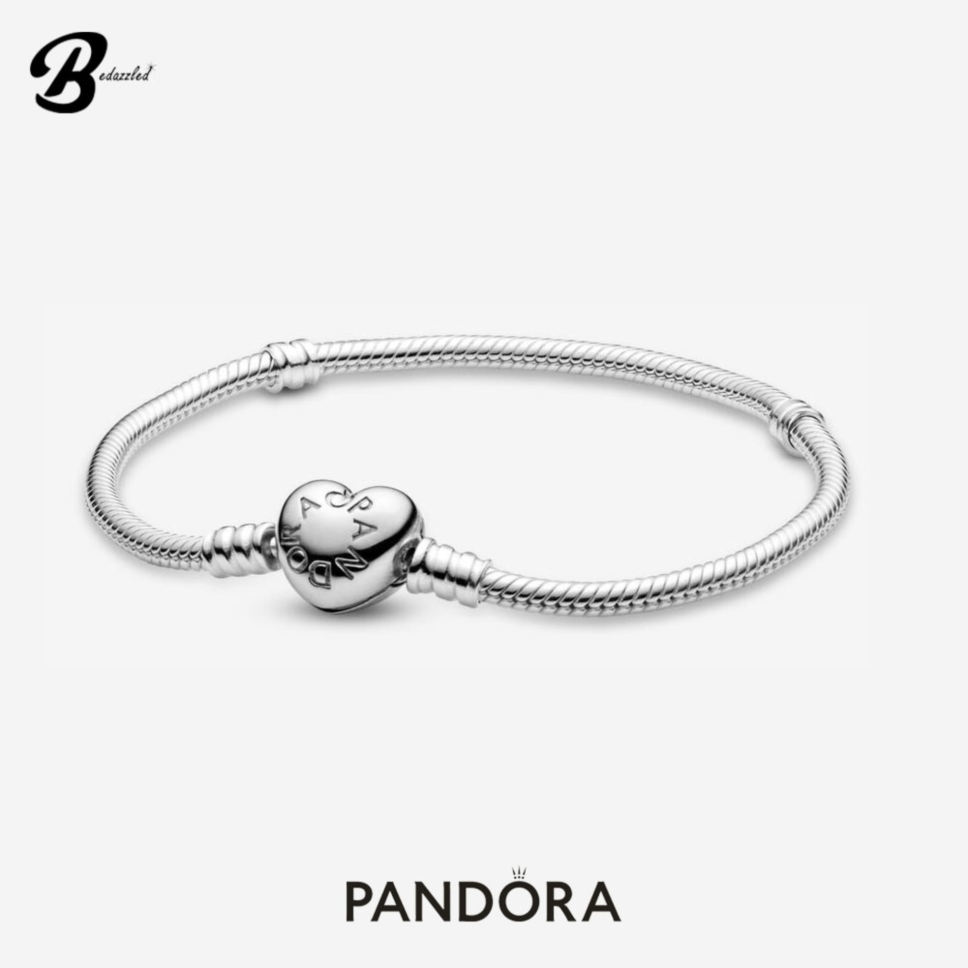 Pandora Moments Heart Clasp Snake Chain Bracelet 590719