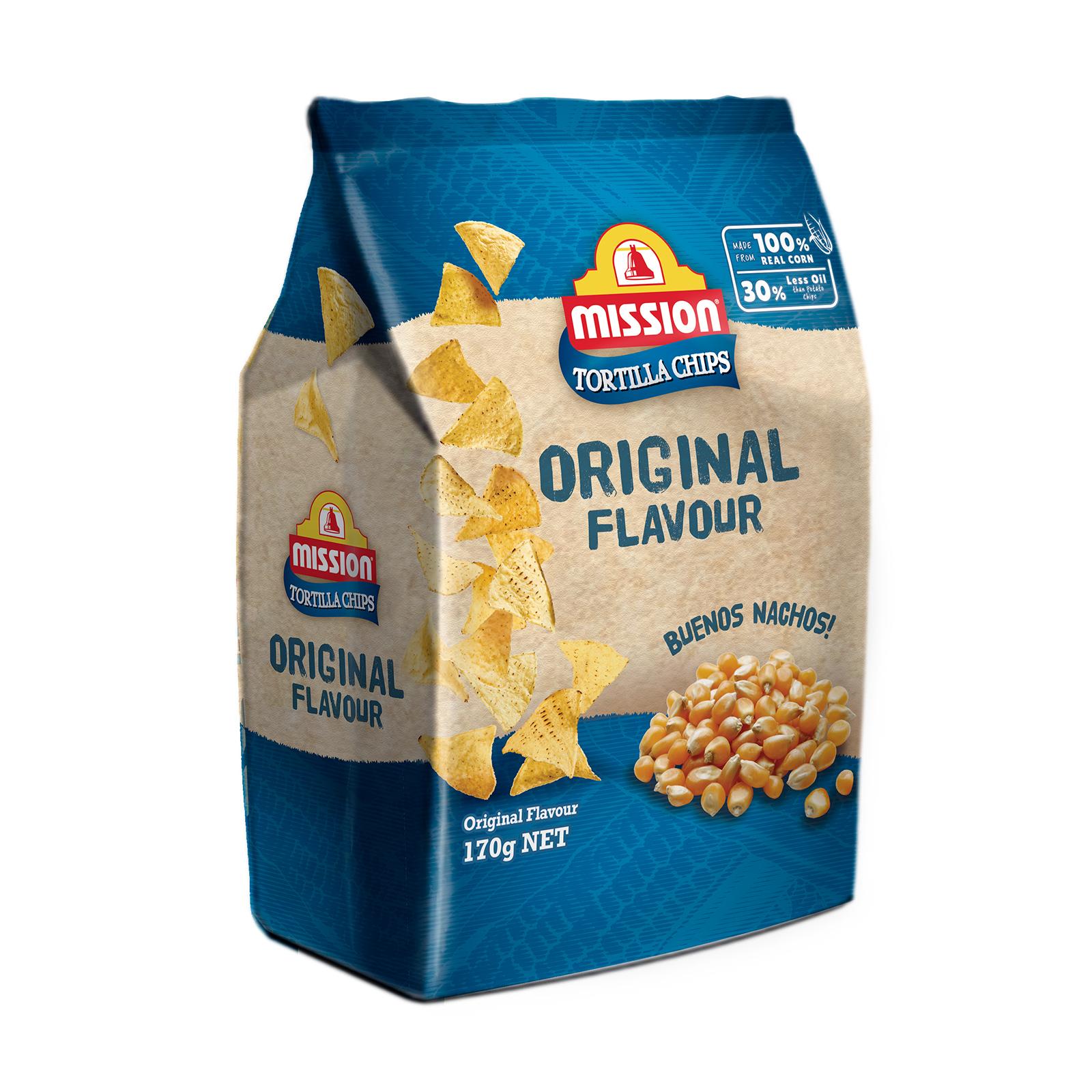 Mission Tortilla Chips Made with 100% real corn and with 30% less oil than regular potato chips ราคา 125 บาท*ส่งฟรี