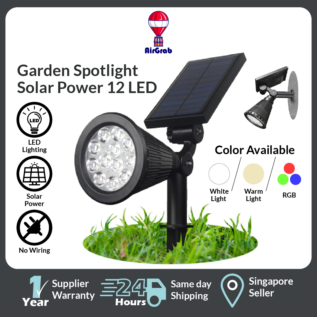 12 LED Garden Spotlights Outdoor Lights Adjustable Garden Scaping Spot Light Sensor Lightning Landscape Solar Panel
