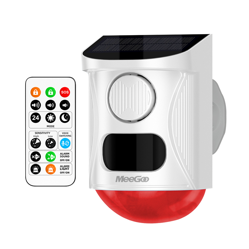 MeeGoo Solar Infrared Voice Alarm 3 Modes Solar Motion Sensor Sound Light Volume Outdoor Security Waterproof Wide Angle