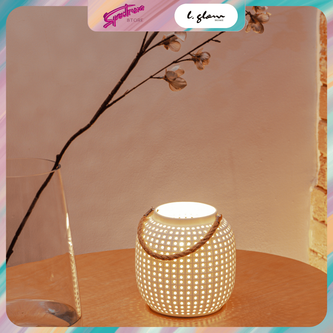 L Glow | Table lamp | Wonderful gift for birthdays | Porcelain Lamp - White Lantern