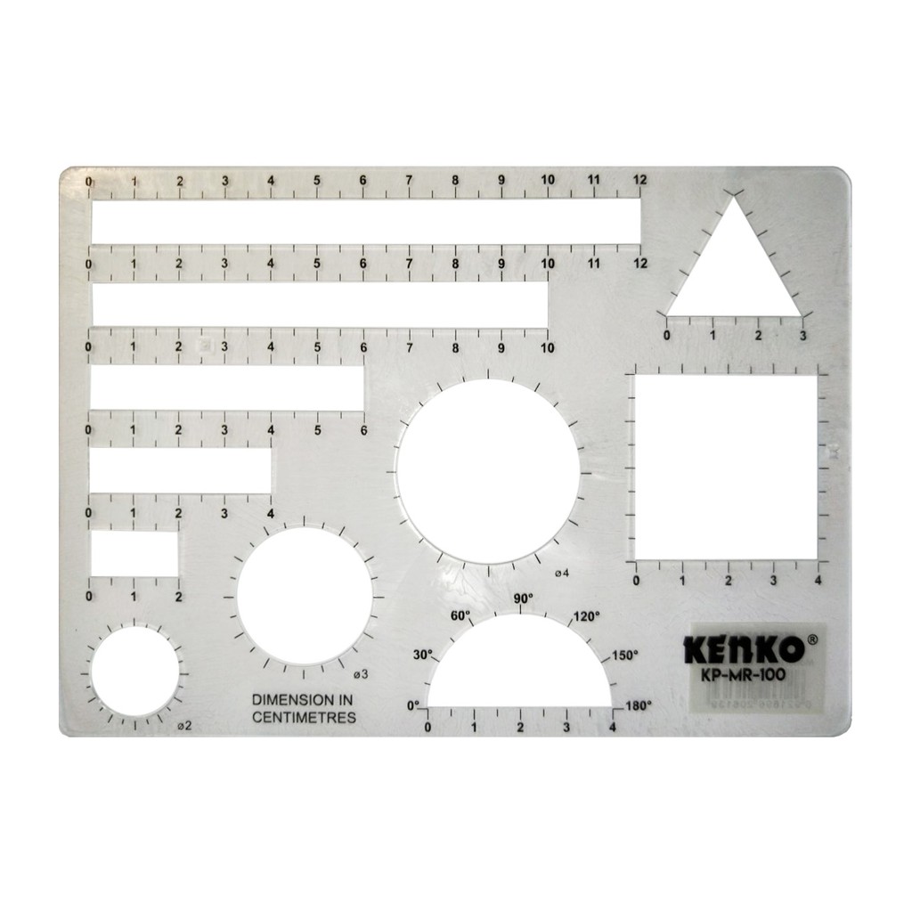 Kenko Model & Shapes Drawing Stencil KP-MR-100 (Dimensions in centimetres)