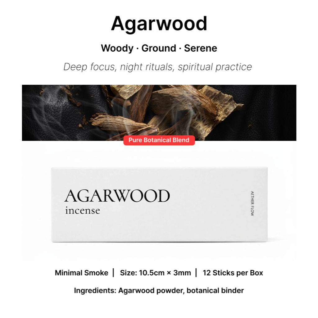 AETHER FLOW Natural Incense sticks Sandalwood Agarwood Palo Santo White Sage Eucalyptus Lemongrass Cedar Lavender
