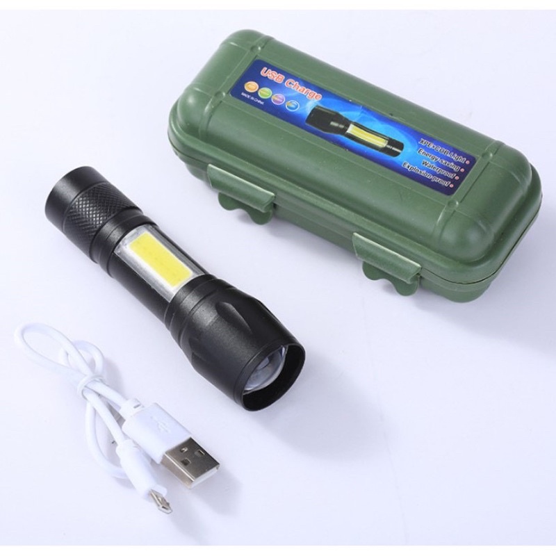 Mini Portable Flashlight Zoomable With Side Lights USB Torchlight ultra bright Waterproof LED Touch Light