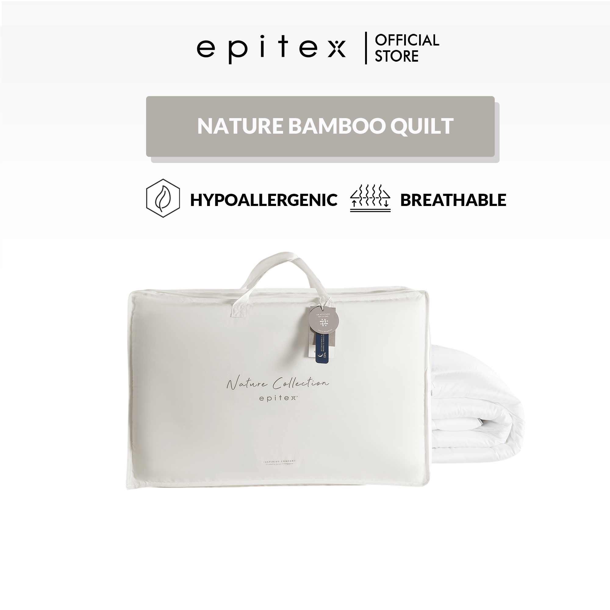 Epitex Nature Collection Bamboo Summer Quilt | Cooling Blanket Bamboo Fibre Quilt Ultra Soft Breathable Moisture Wicking Antibacterial Hypoallergenic OEKO TEX Certified