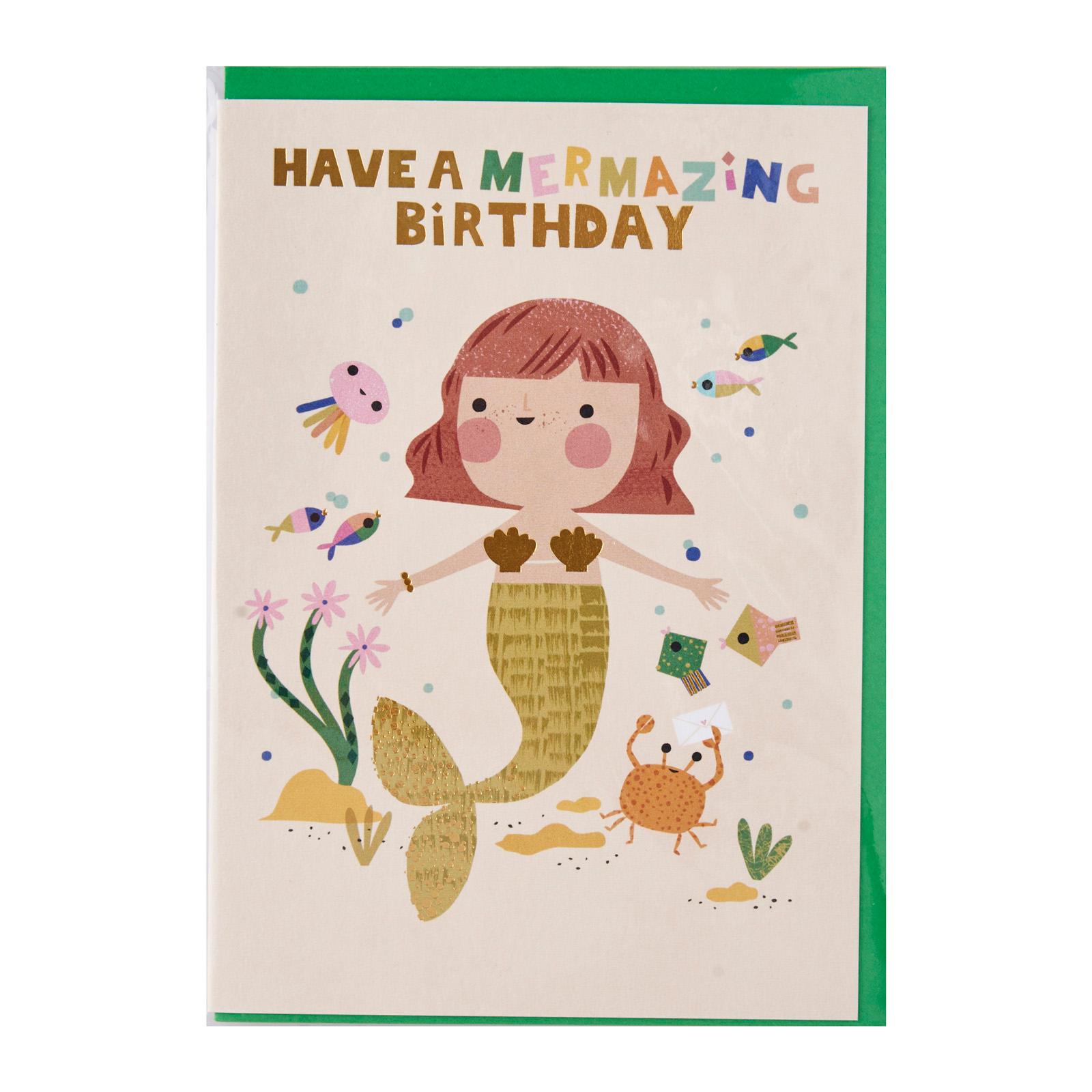Raspberry Blossom Delightful Mermazing Mermaid Birthday Card