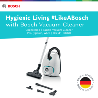 Bosch BGB41HYGGB Canister Vacuum Cleaner 10 Years Motor Warranty Series 4 Made In Germany ProHygienic QuattroPower System UltraAllergy Hygienic Filter: Suitable for Allergy Sufferers. 2 Years Local Warranty