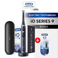 Oral-B iO Series 9 Electric Toothbrush with Micro Vibration Bluetooth A.I 3D Teeth Tracking Interactive Colour Display Onyx Black iO9 Brush Head Bundle Set