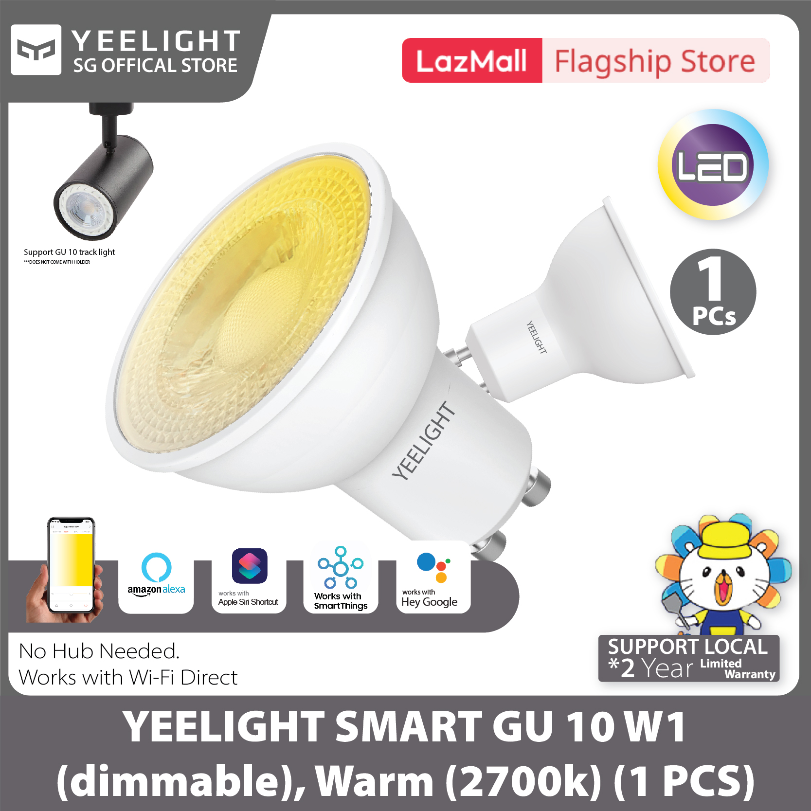 Yeelight Gu10 Smart Bulbs W1 (Dimmable) Work with Hey Google Siri Shortcut Alexa Smartthing