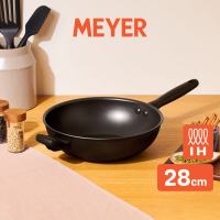 Meyer Midnight Series Nonstick Induction 28cm Stirfry with Helper Handle