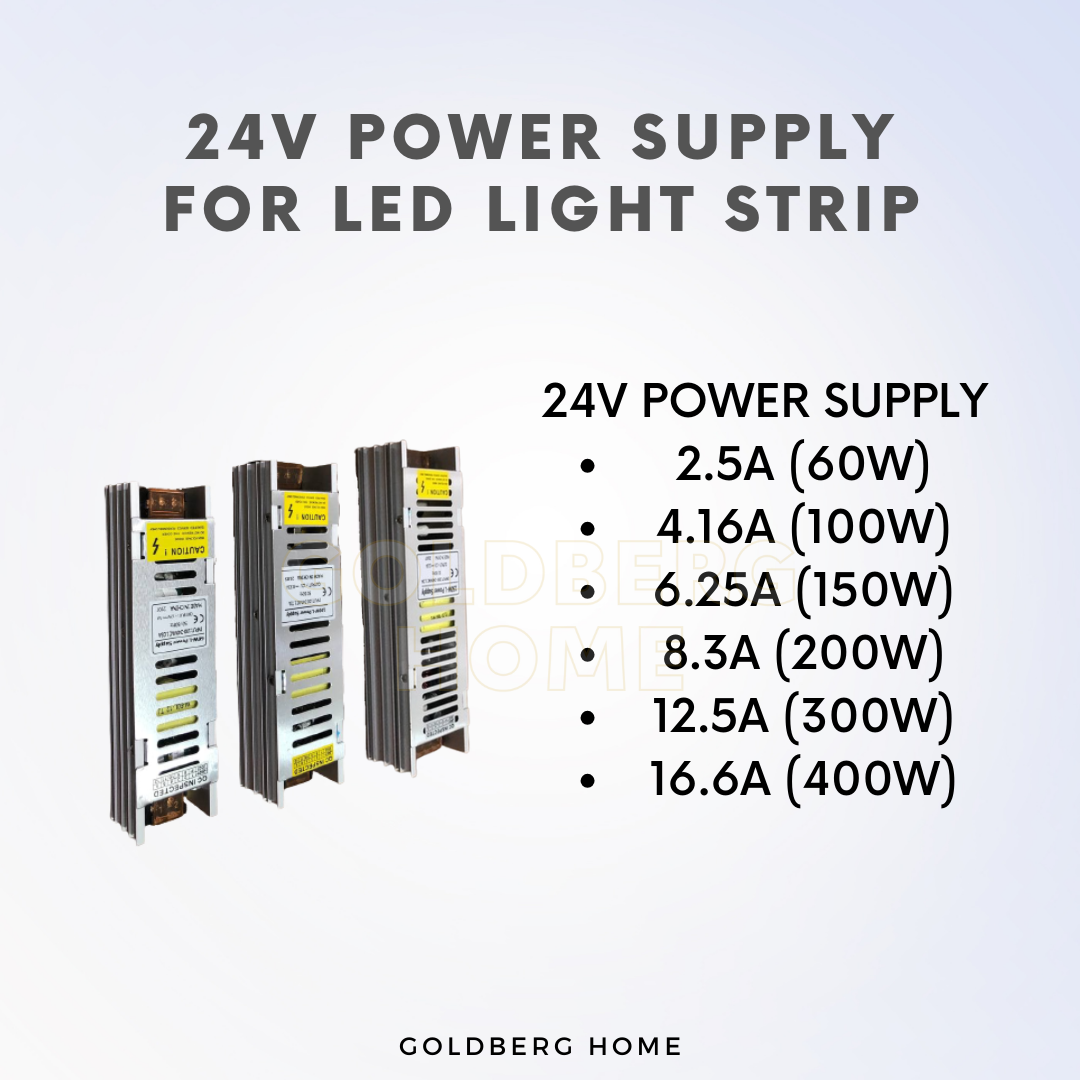 12V 24V Power Supply LED Driver for LED Strip Light | Goldberg Home