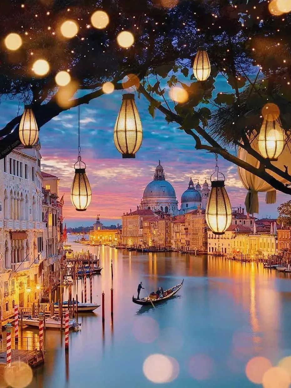 Framed 40 x 50cm DIY Paint by Numbers Canvas Painting / Painting by number / Wall art Home Decor- Venice Light