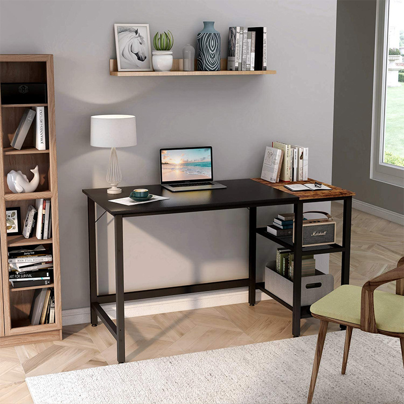 Minimalist Style Single Office Desk – Steel and Wood Computer Table for Home, Living Room, Bedroom