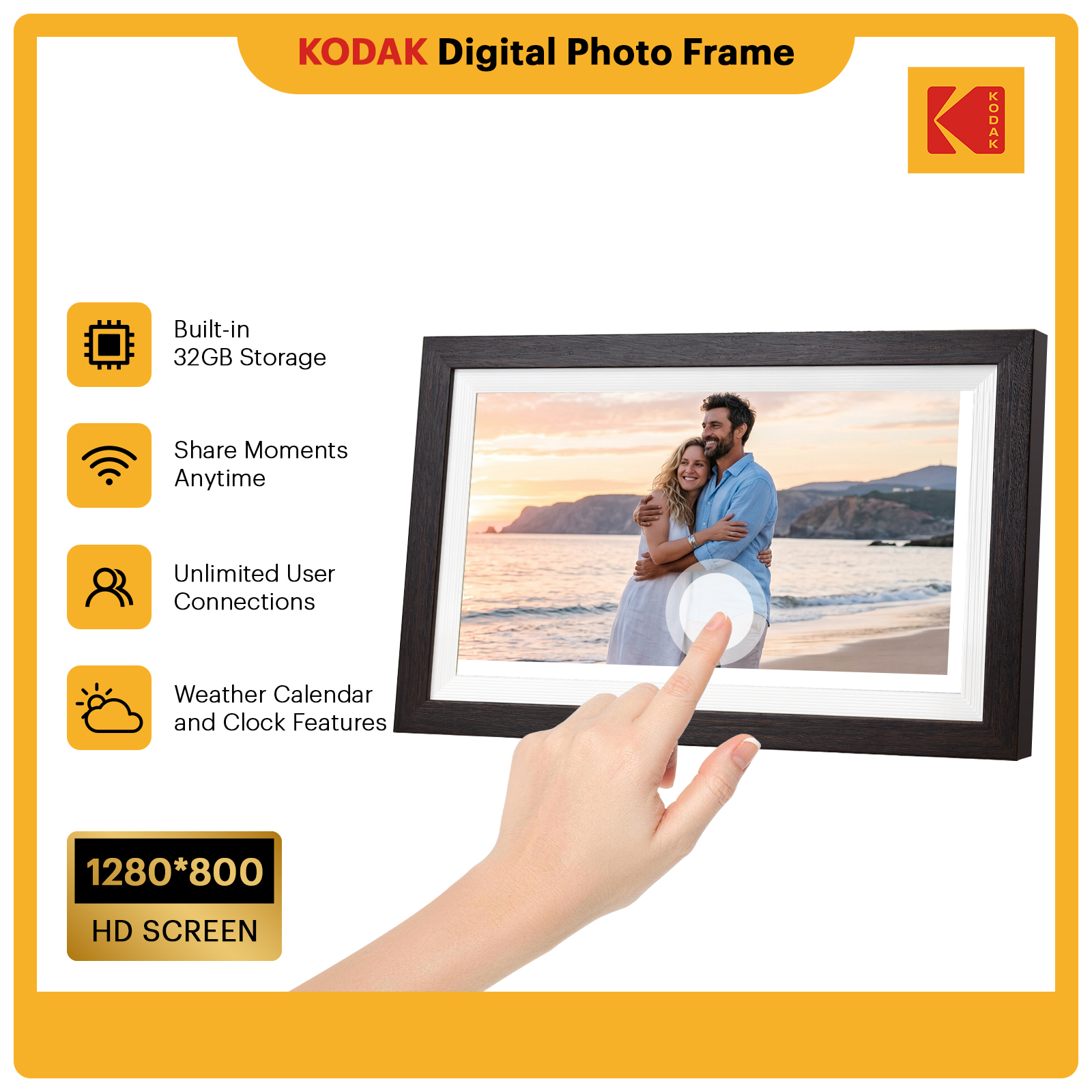 KODAK 15.6 inch Large WIFI Digital Photo Frame 1920*1080 IPS Touch Screen PictureBuilt-in 64G storage Wall-Mounted Advertising Machine Full Function Electronic Album